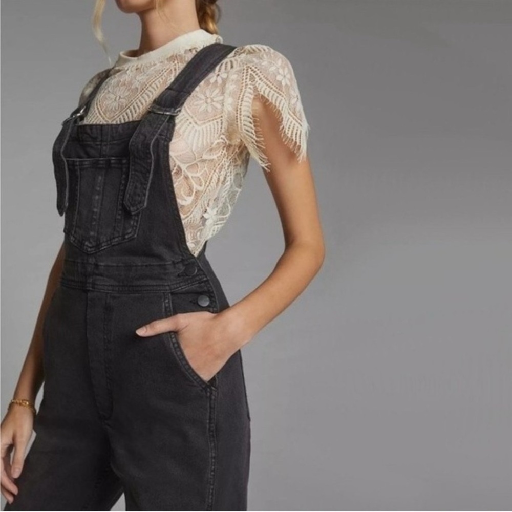Anthropologie Joe’s Jeans The Honor  Black Denim Overalls RARE - Picture 3 of 6